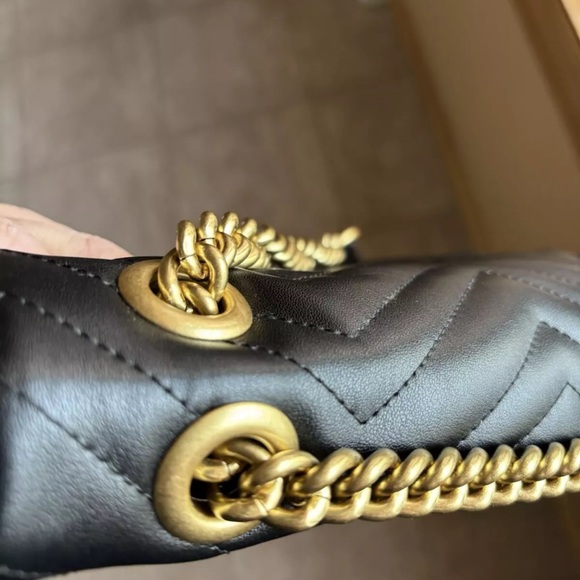 Gucci GG Marmont Matelasse Shoulder Bag Hibiscus Black Leather - new condition - Picture 5 of 7